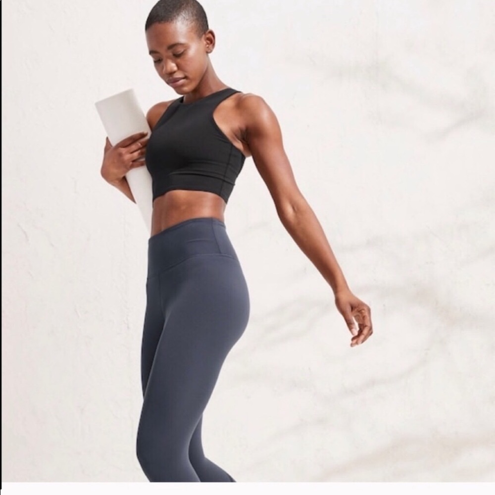 Athleta Black High-Neck Crop Athletic Tank